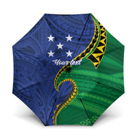 Solomon Islands Independence Day 1978 Personalised Umbrella Polynesian Pattern with Flag Style LT9 One Size Folded 11.42 inch Opened Diameter 37.4 inch Blue - Polynesian Pride