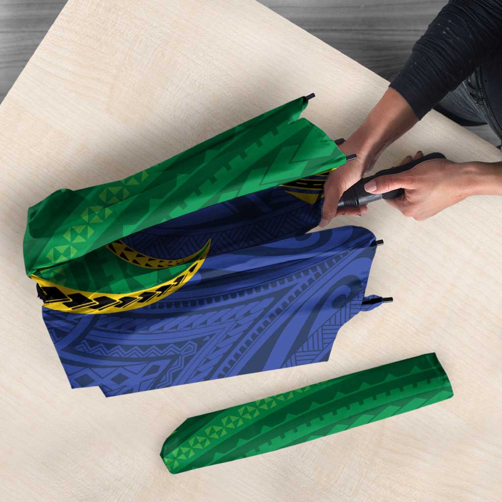 Solomon Islands Independence Day 1978 Personalised Umbrella Polynesian Pattern with Flag Style LT9 - Polynesian Pride