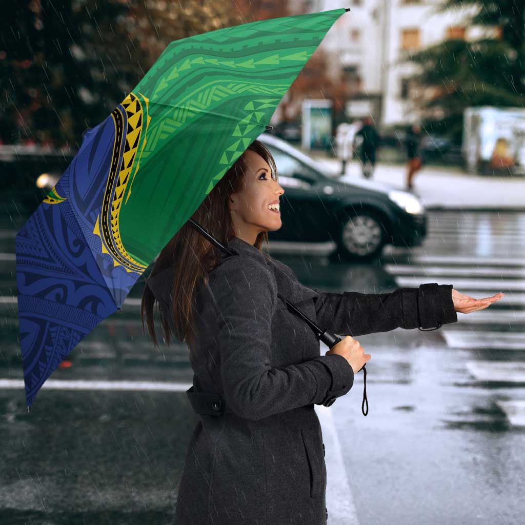 Solomon Islands Independence Day 1978 Personalised Umbrella Polynesian Pattern with Flag Style LT9 - Polynesian Pride