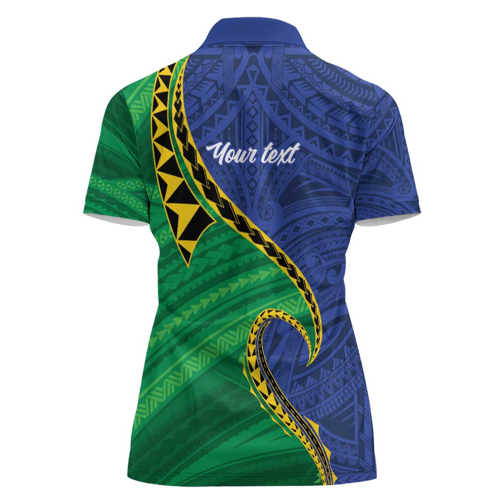 Solomon Islands Independence Day 1978 Personalised Women Polo Shirt Polynesian Pattern with Flag Style LT9 - Polynesian Pride