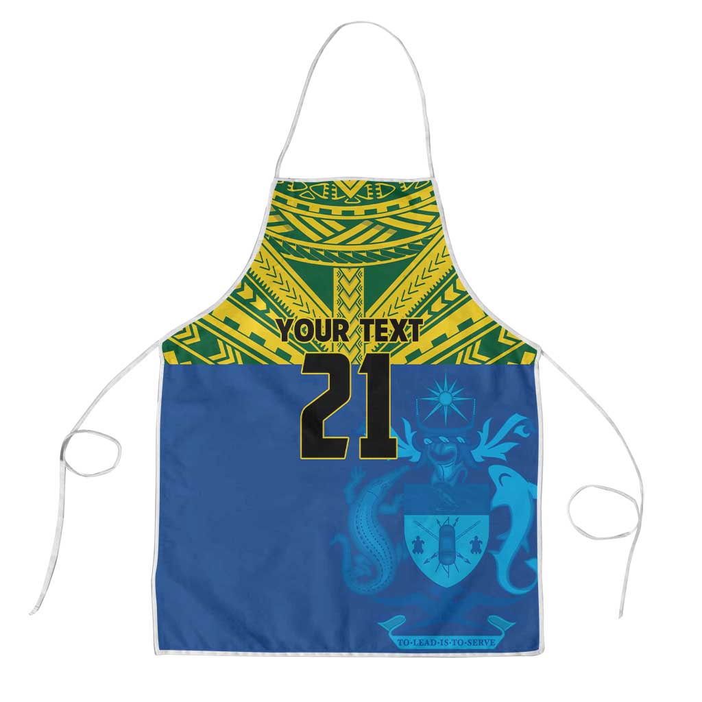 Solomon Islands Rugby Custom Apron Simple Coat of arm Polynesian Pattern LT9 Gold - Polynesian Pride