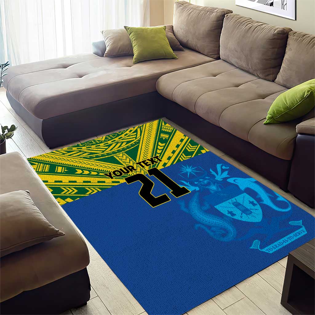 Solomon Islands Rugby Custom Area Rug Simple Coat of arm Polynesian Pattern LT9 - Polynesian Pride