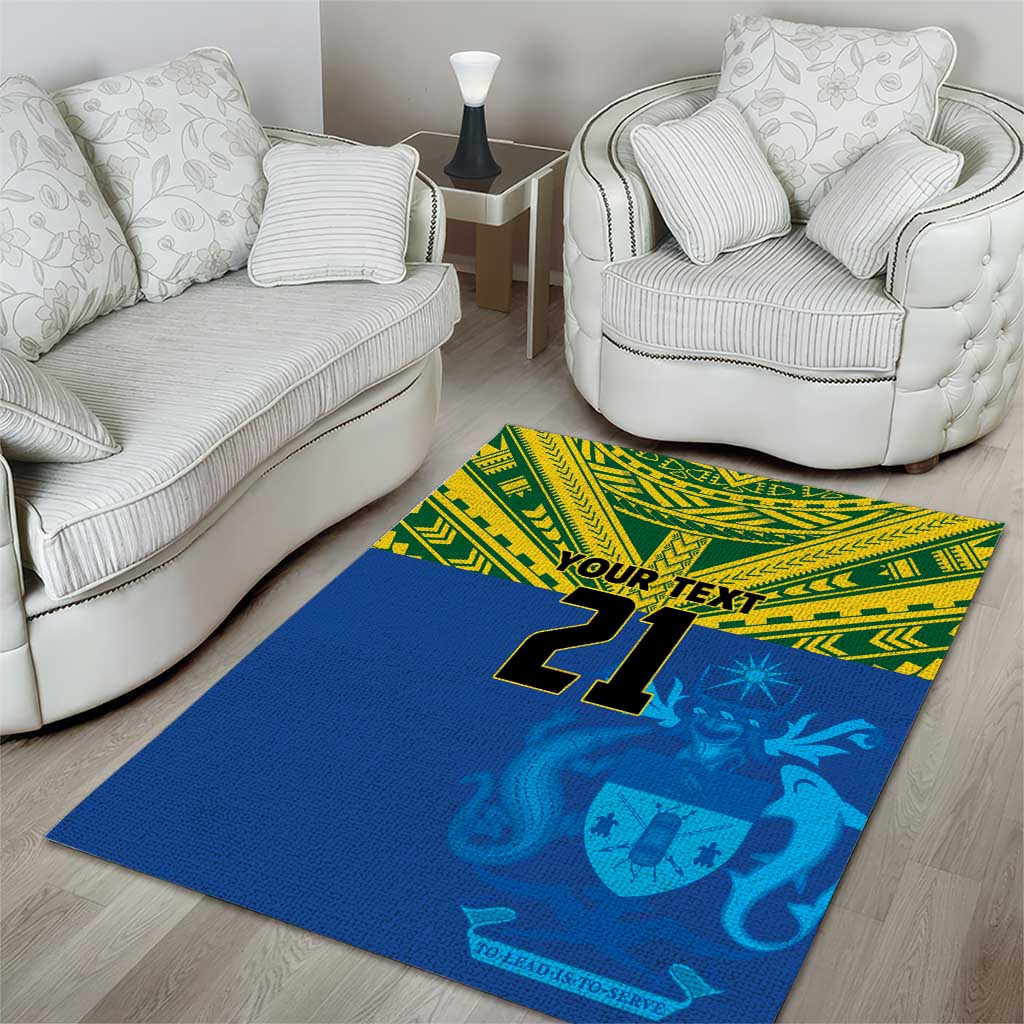 Solomon Islands Rugby Custom Area Rug Simple Coat of arm Polynesian Pattern LT9 - Polynesian Pride