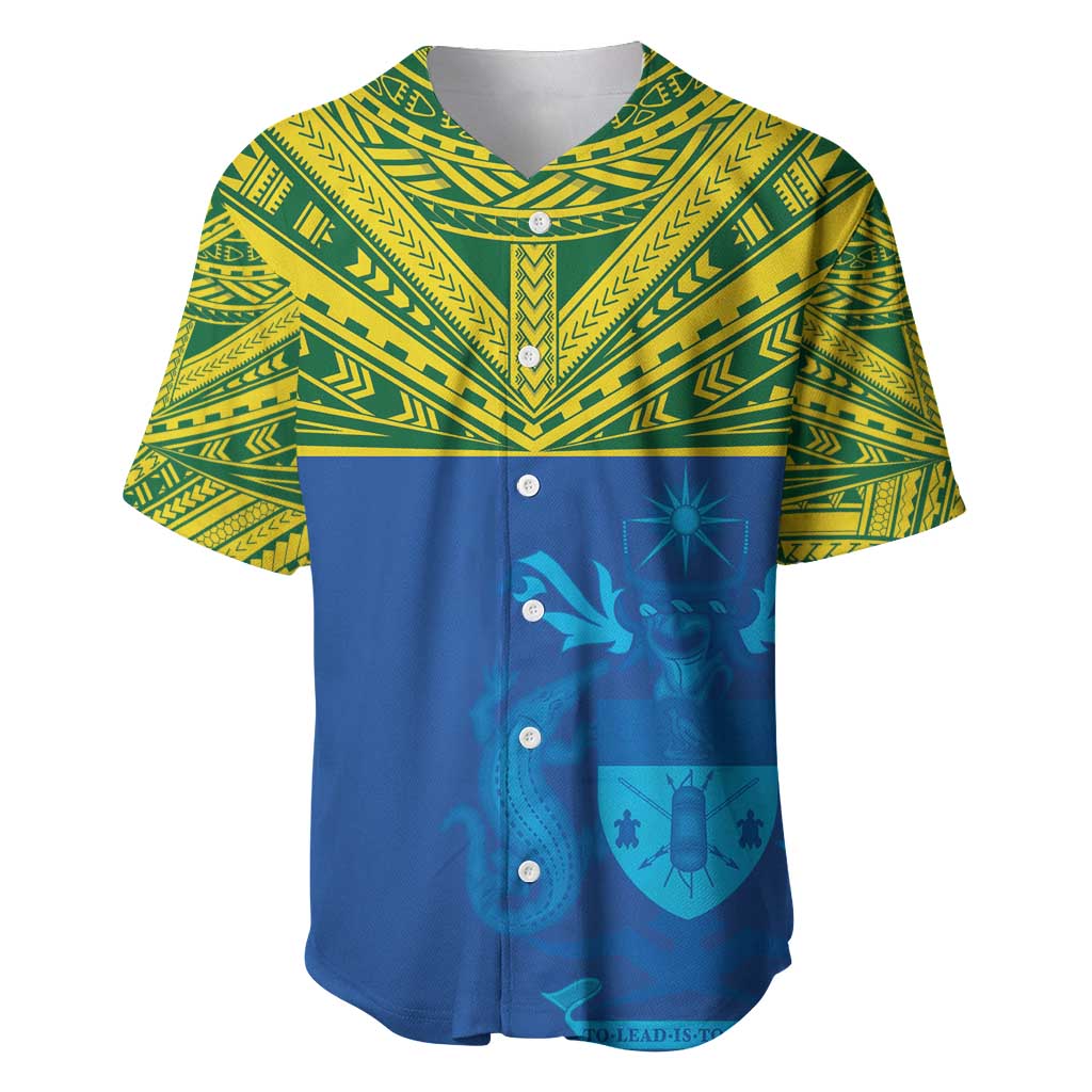 Solomon Islands Rugby Custom Baseball Jersey Simple Coat of arm Polynesian Pattern LT9 Gold - Polynesian Pride