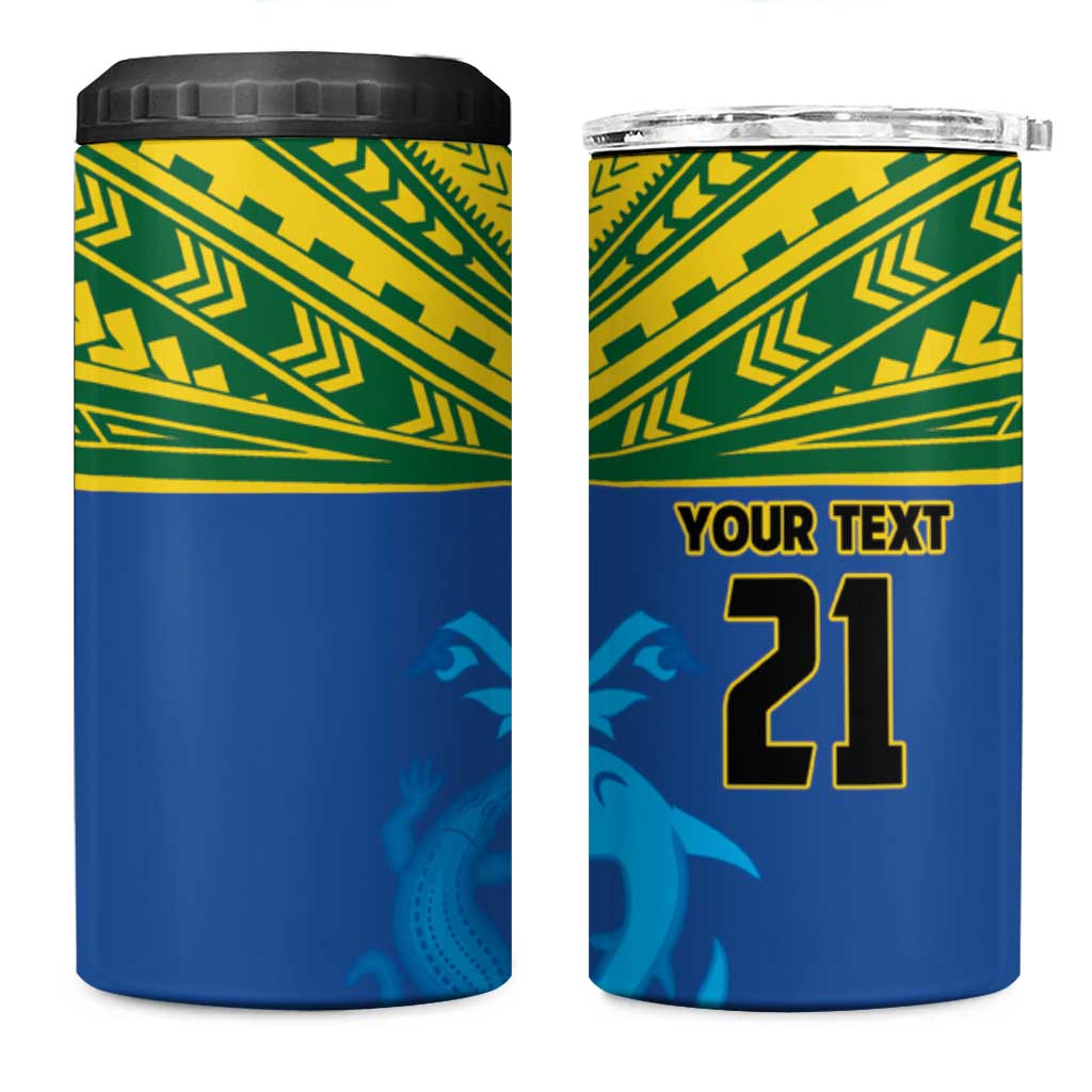 Solomon Islands Rugby Custom 4 in 1 Can Cooler Tumbler Simple Coat of arm Polynesian Pattern LT9 One Size: 16 oz Gold - Polynesian Pride