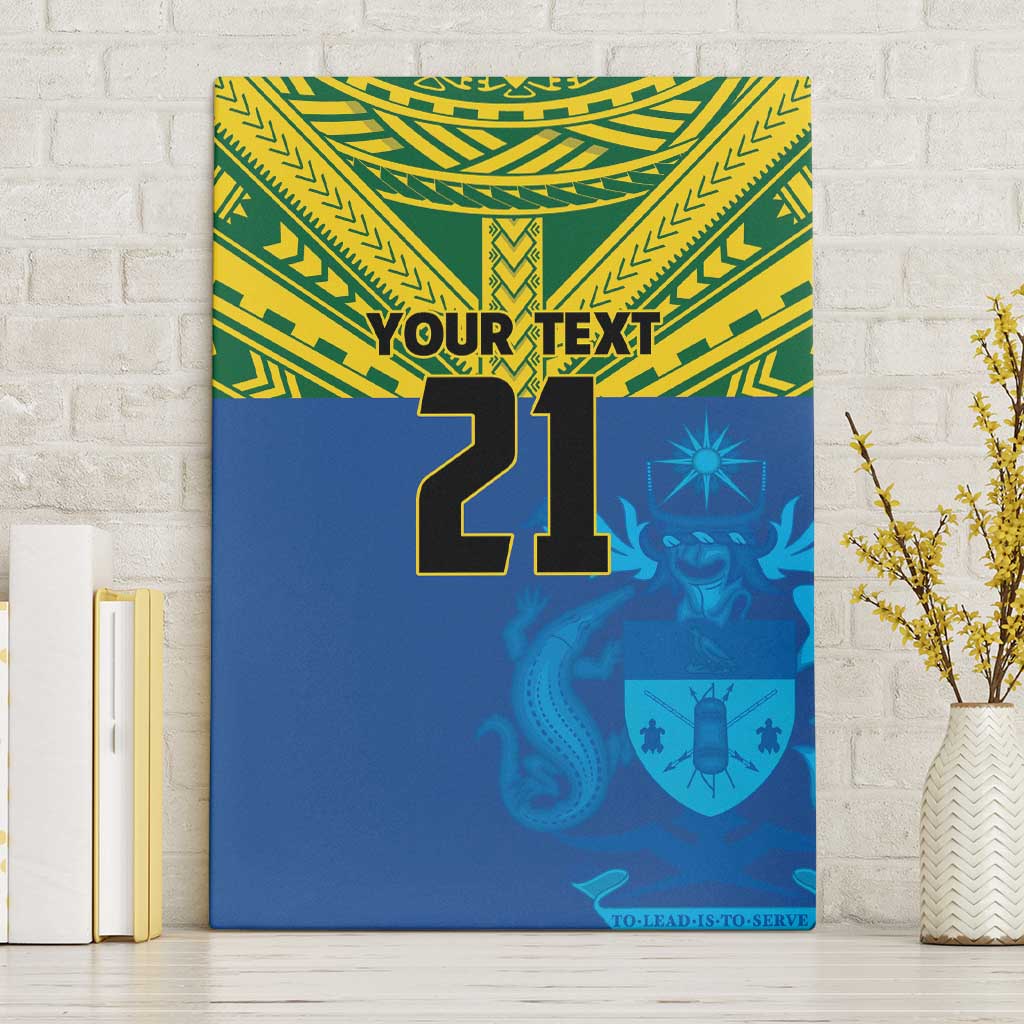 Solomon Islands Rugby Custom Canvas Wall Art Simple Coat of arm Polynesian Pattern LT9 Without Frame Gold - Polynesian Pride