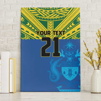 Solomon Islands Rugby Custom Canvas Wall Art Simple Coat of arm Polynesian Pattern LT9 Without Frame Gold - Polynesian Pride