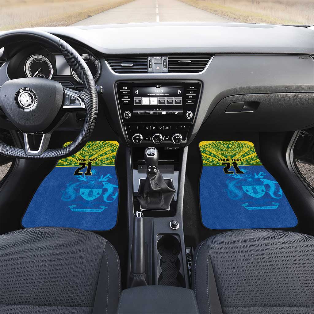 Solomon Islands Rugby Custom Car Mats Simple Coat of arm Polynesian Pattern LT9 Set 2pcs - Front Gold - Polynesian Pride