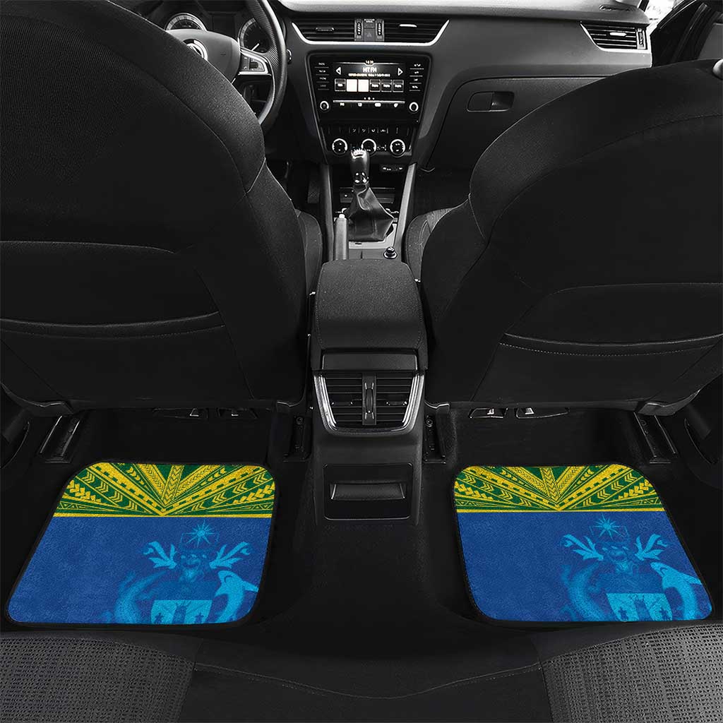 Solomon Islands Rugby Custom Car Mats Simple Coat of arm Polynesian Pattern LT9 Set 2pcs - Back Gold - Polynesian Pride