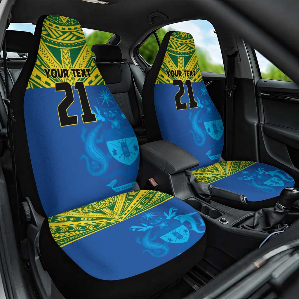 Solomon Islands Rugby Custom Car Seat Cover Simple Coat of arm Polynesian Pattern LT9 One Size Gold - Polynesian Pride