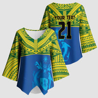 Solomon Islands Rugby Custom Kimono Sleeve Blouse Simple Coat of arm Polynesian Pattern LT9 - Polynesian Pride