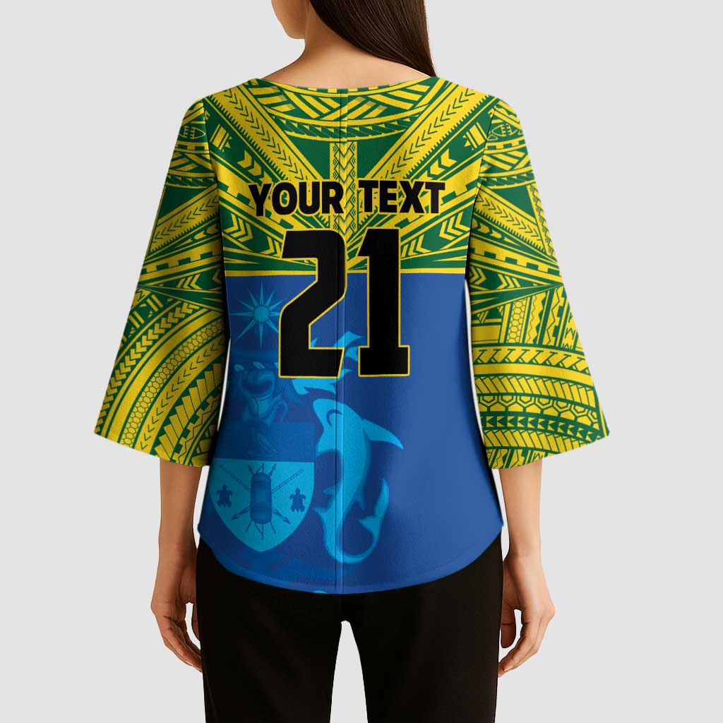 Solomon Islands Rugby Custom Kimono Sleeve Blouse Simple Coat of arm Polynesian Pattern LT9 - Polynesian Pride