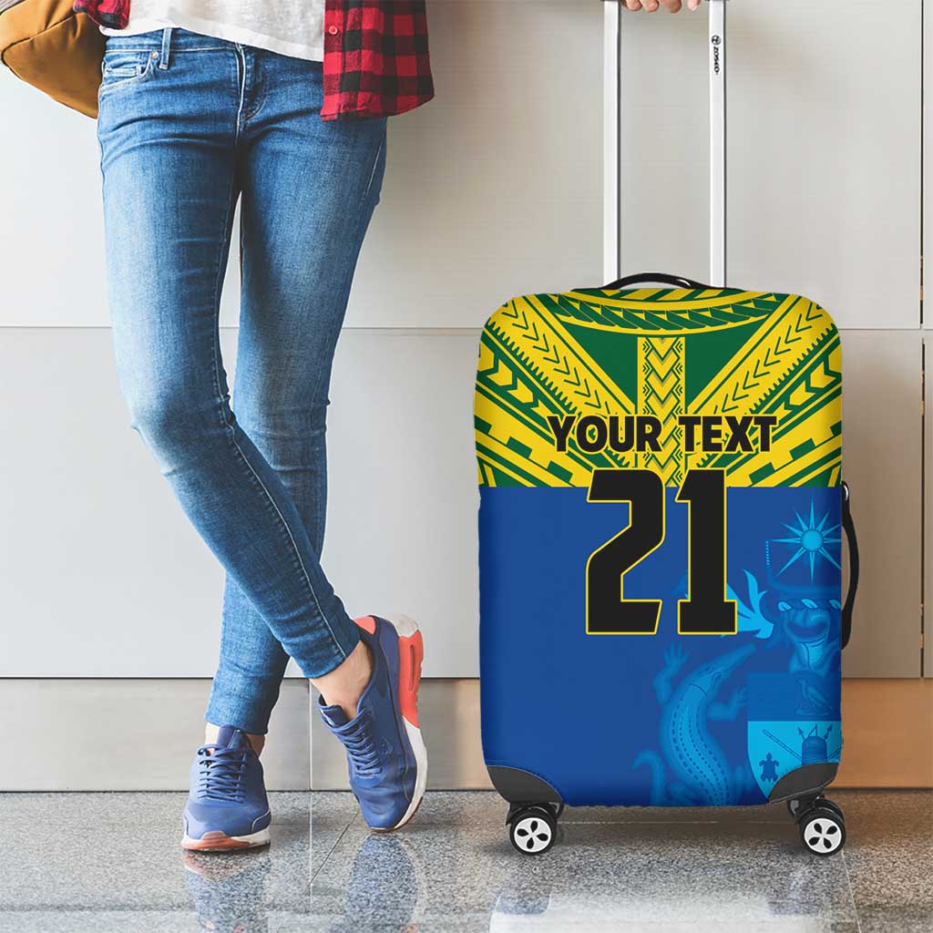 Solomon Islands Rugby Custom Luggage Cover Simple Coat of arm Polynesian Pattern LT9 - Polynesian Pride
