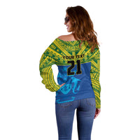 Solomon Islands Rugby Custom Off Shoulder Sweater Simple Coat of arm Polynesian Pattern LT9 - Polynesian Pride