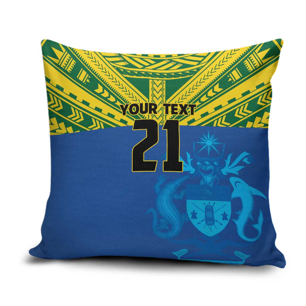 Solomon Islands Rugby Custom Pillow Cover Simple Coat of arm Polynesian Pattern LT9 Gold - Polynesian Pride