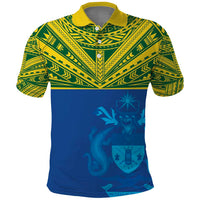 Solomon Islands Rugby Custom Polo Shirt Simple Coat of arm Polynesian Pattern LT9 Gold - Polynesian Pride