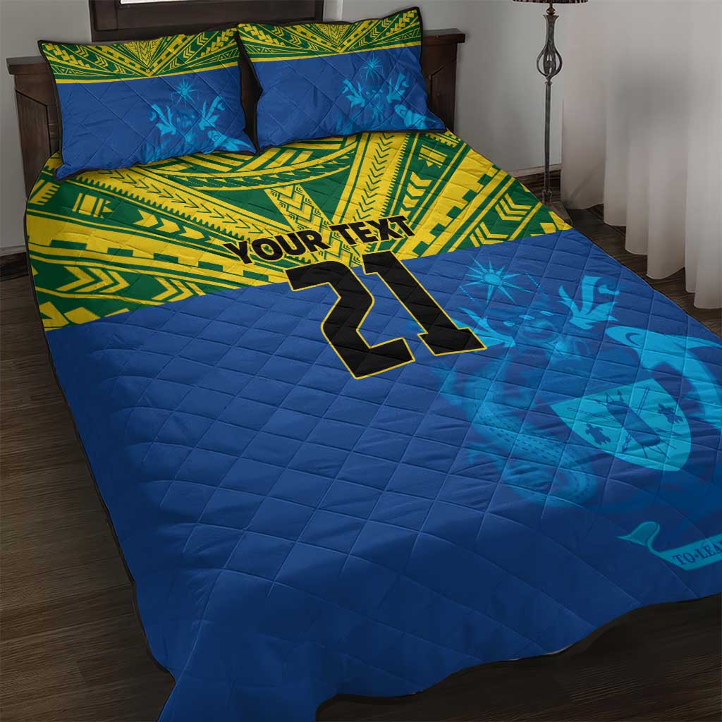 Solomon Islands Rugby Custom Quilt Bed Set Simple Coat of arm Polynesian Pattern LT9 Gold - Polynesian Pride