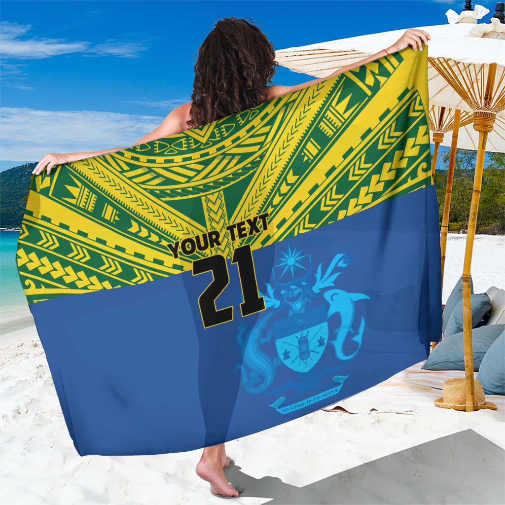Solomon Islands Rugby Custom Sarong Simple Coat of arm Polynesian Pattern LT9 One Size 44 x 66 inches Gold - Polynesian Pride