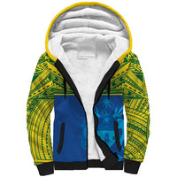 Solomon Islands Rugby Custom Sherpa Hoodie Simple Coat of arm Polynesian Pattern LT9 Unisex Gold - Polynesian Pride