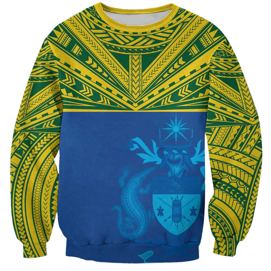 Solomon Islands Rugby Custom Sweatshirt Simple Coat of arm Polynesian Pattern LT9 Unisex Gold - Polynesian Pride