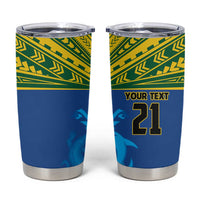 Solomon Islands Rugby Custom Tumbler Cup Simple Coat of arm Polynesian Pattern LT9 Gold - Polynesian Pride