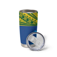 Solomon Islands Rugby Custom Tumbler Cup Simple Coat of arm Polynesian Pattern LT9 - Polynesian Pride