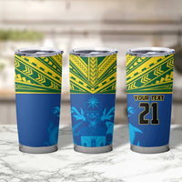 Solomon Islands Rugby Custom Tumbler Cup Simple Coat of arm Polynesian Pattern LT9 - Polynesian Pride