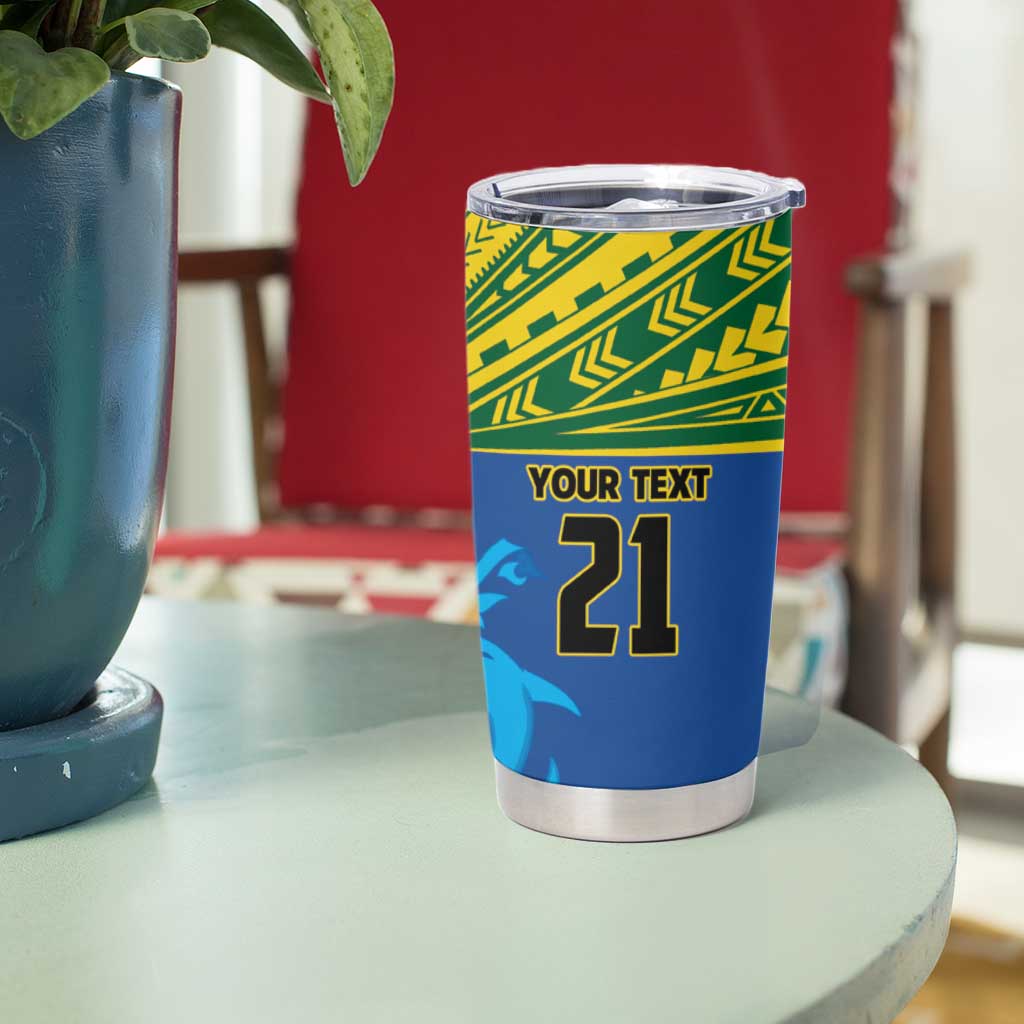 Solomon Islands Rugby Custom Tumbler Cup Simple Coat of arm Polynesian Pattern LT9 - Polynesian Pride