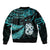 Matariki New Zealand Bomber Jacket Maori Manaia with Paua Shell - Aqua LT9 - Polynesian Pride