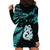 Matariki New Zealand Hoodie Dress Maori Manaia with Paua Shell - Aqua LT9 - Polynesian Pride