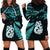 Matariki New Zealand Hoodie Dress Maori Manaia with Paua Shell - Aqua LT9 - Polynesian Pride