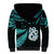 Matariki New Zealand Sherpa Hoodie Maori Manaia with Paua Shell - Aqua LT9 - Polynesian Pride