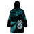 Matariki New Zealand Wearable Blanket Hoodie Maori Manaia with Paua Shell - Aqua LT9 - Polynesian Pride