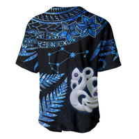 Matariki New Zealand Baseball Jersey Maori Manaia with Paua Shell - Blue LT9 - Polynesian Pride