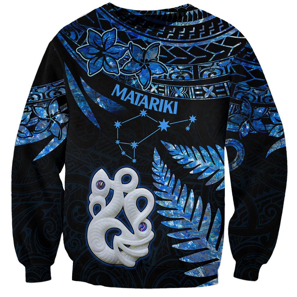 Matariki New Zealand Sweatshirt Maori Manaia with Paua Shell - Blue LT9 Unisex Blue - Polynesian Pride