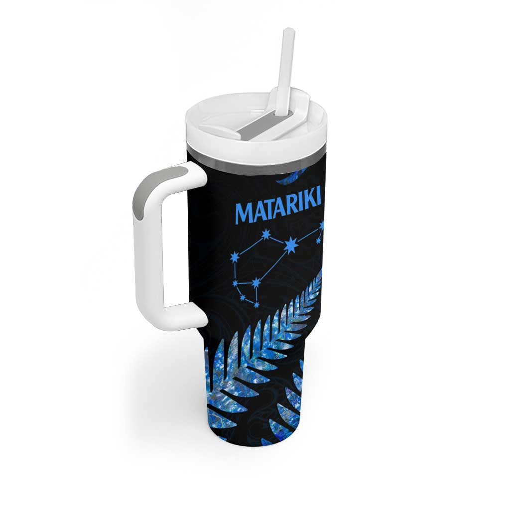 Matariki New Zealand Tumbler With Handle Maori Manaia with Paua Shell - Blue LT9 - Polynesian Pride