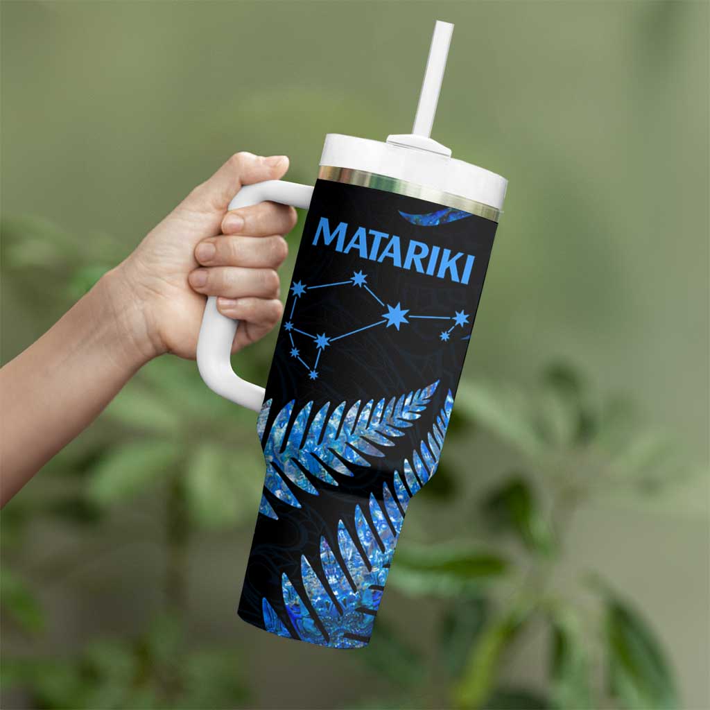 Matariki New Zealand Tumbler With Handle Maori Manaia with Paua Shell - Blue LT9 - Polynesian Pride