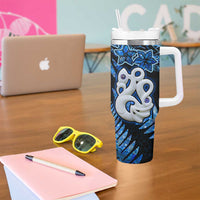 Matariki New Zealand Tumbler With Handle Maori Manaia with Paua Shell - Blue LT9 - Polynesian Pride