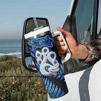 Matariki New Zealand Tumbler With Handle Maori Manaia with Paua Shell - Blue LT9 - Polynesian Pride