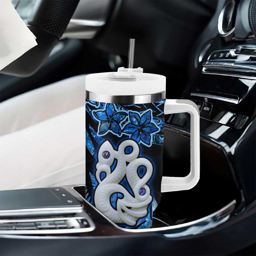 Matariki New Zealand Tumbler With Handle Maori Manaia with Paua Shell - Blue LT9 - Polynesian Pride