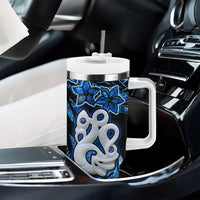 Matariki New Zealand Tumbler With Handle Maori Manaia with Paua Shell - Blue LT9 - Polynesian Pride