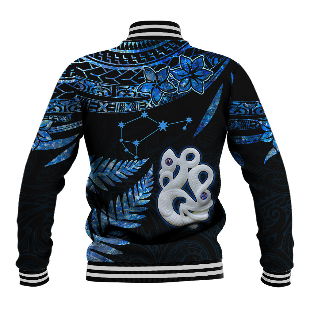 Custom Matariki New Zealand Baseball Jacket Maori Manaia with Paua Shell - Blue LT9 - Polynesian Pride