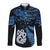 Custom Matariki New Zealand Long Sleeve Button Shirt Maori Manaia with Paua Shell - Blue LT9 Unisex Blue - Polynesian Pride