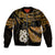 Maori Bomber Jacket Matariki Stars Manaia with Paua Shell - Gold LT9 Unisex Gold - Polynesian Pride