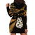 Maori Hoodie Dress Matariki Stars Manaia with Paua Shell - Gold LT9 - Polynesian Pride