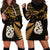 Maori Hoodie Dress Matariki Stars Manaia with Paua Shell - Gold LT9 - Polynesian Pride