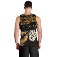 Maori Men Tank Top Matariki Stars Manaia with Paua Shell - Gold LT9 - Polynesian Pride