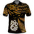 Maori Polo Shirt Matariki Stars Manaia with Paua Shell Gold LT9 Gold - Polynesian Pride