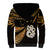 Maori Sherpa Hoodie Matariki Stars Manaia with Paua Shell - Gold LT9 - Polynesian Pride