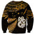 Maori Sweatshirt Matariki Stars Manaia with Paua Shell - Gold LT9 - Polynesian Pride